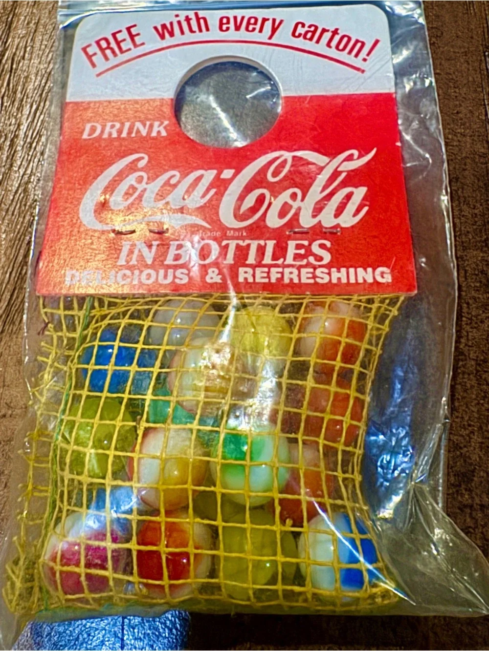 1950’s Coca Cola original Free with every carton bag of marbles Rare in mint